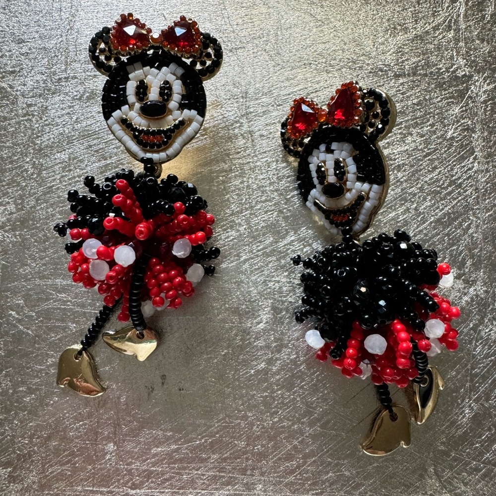 Disney x Baublebar Minnie Pom Pom 3" Glass Bead Earrings Set